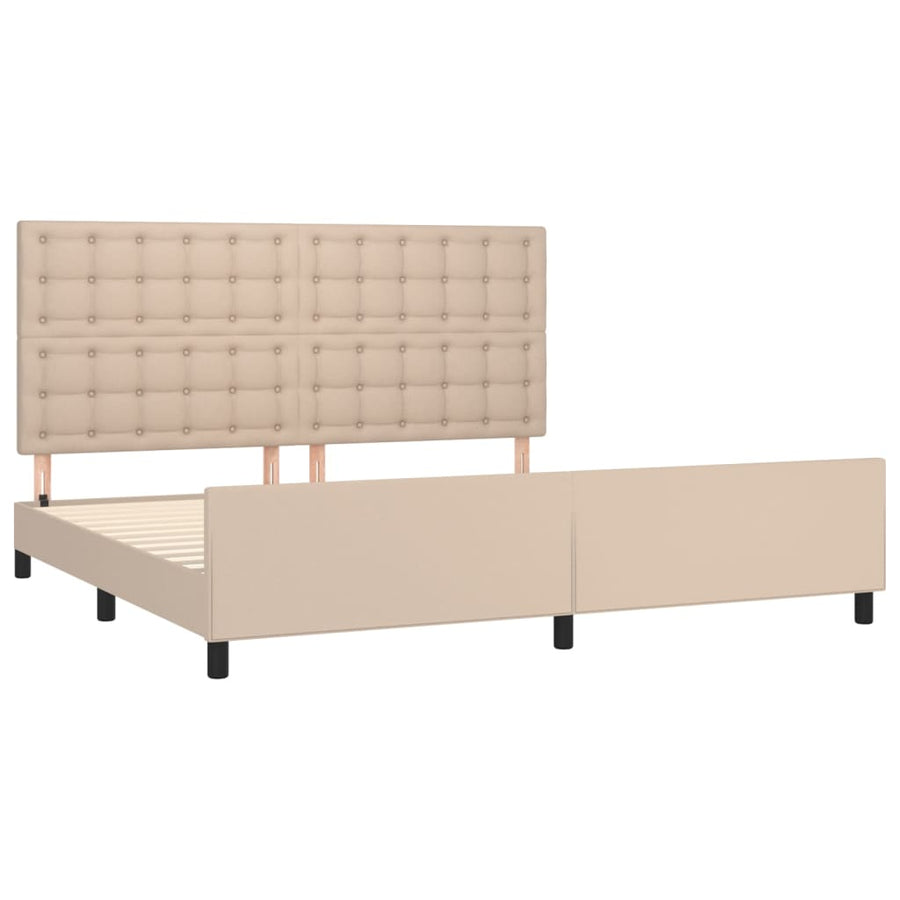 Bedframe Met Hoofdbord Kunstleer Kleurig Cappuccino 200 x 200 cm Knopen