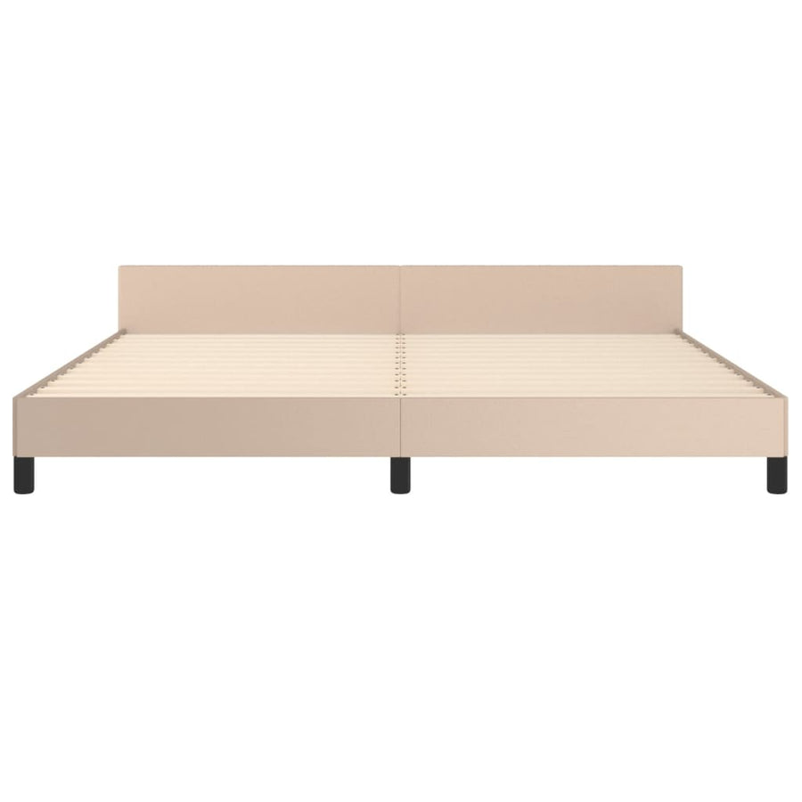 Bedframe Met Hoofdbord Kunstleer Kleurig Cappuccino 200 x 200 cm Knopen