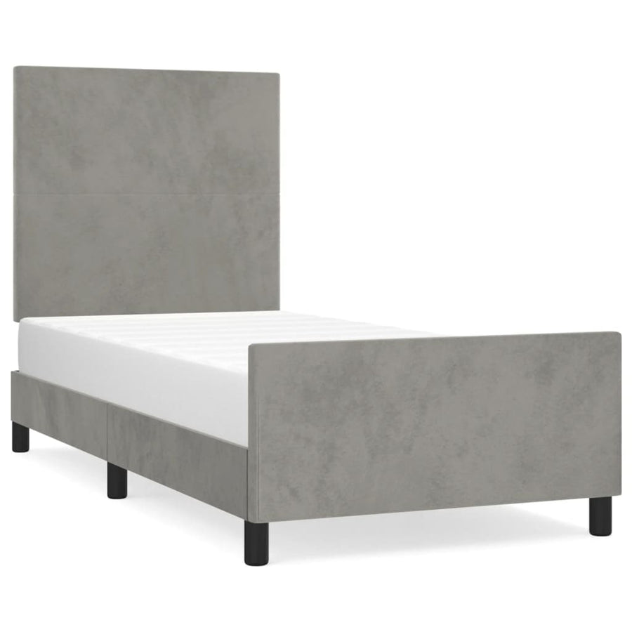 Bedframe Met Hoofdeinde Fluweel Lichtgrijs 80 x 200 cm Effen ontwerp