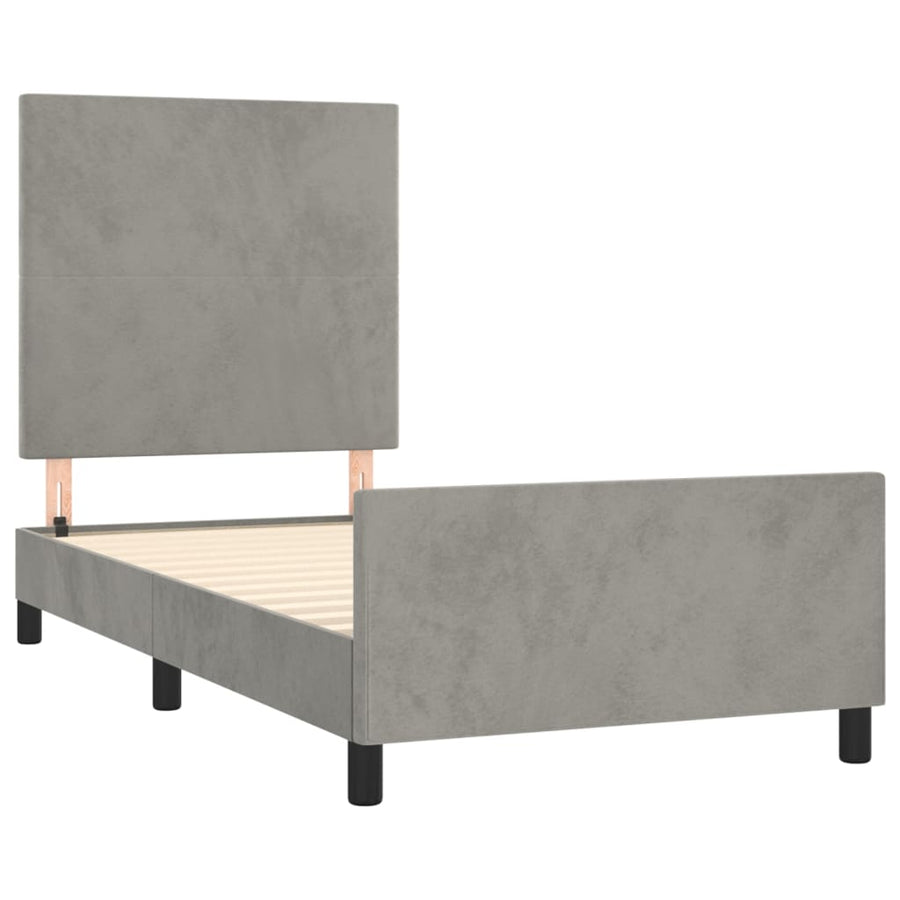 Bedframe Met Hoofdeinde Fluweel Lichtgrijs 80 x 200 cm Effen ontwerp