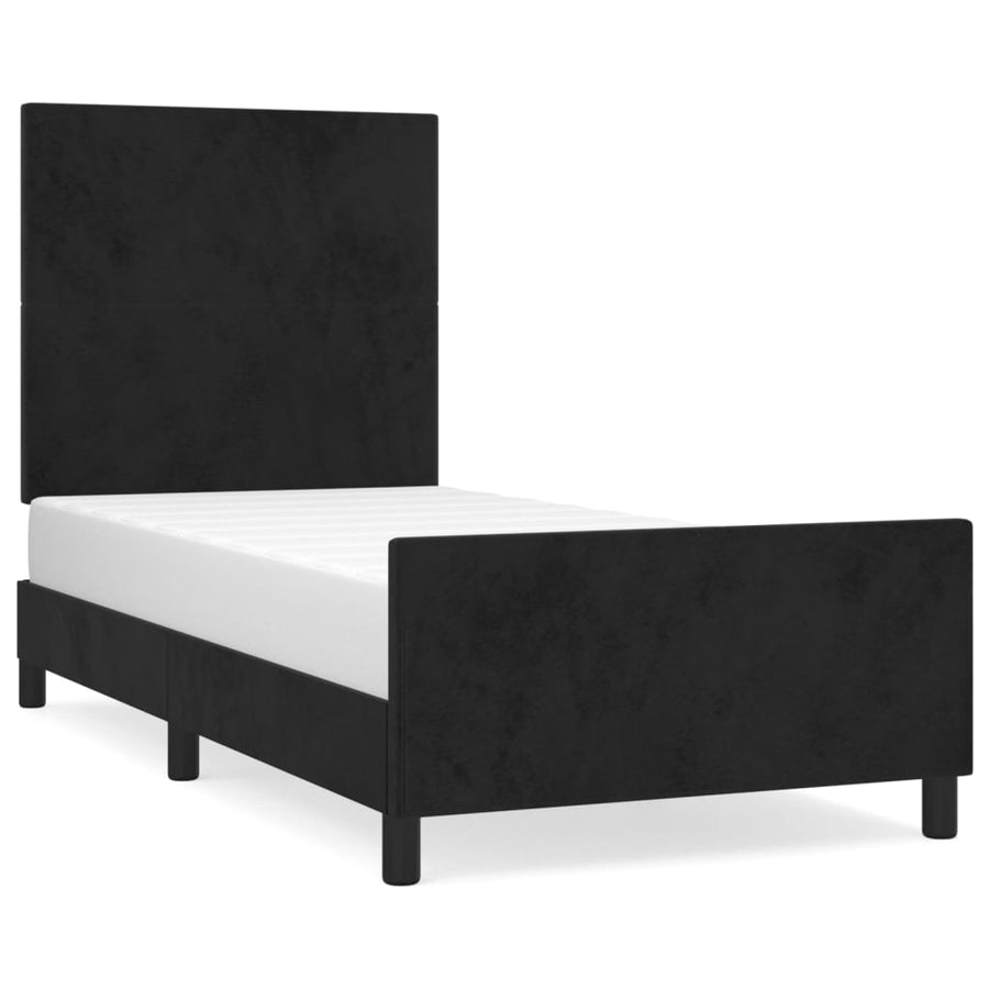 Bedframe Met Hoofdeinde Fluweel Zwart 80 x 200 cm Effen ontwerp