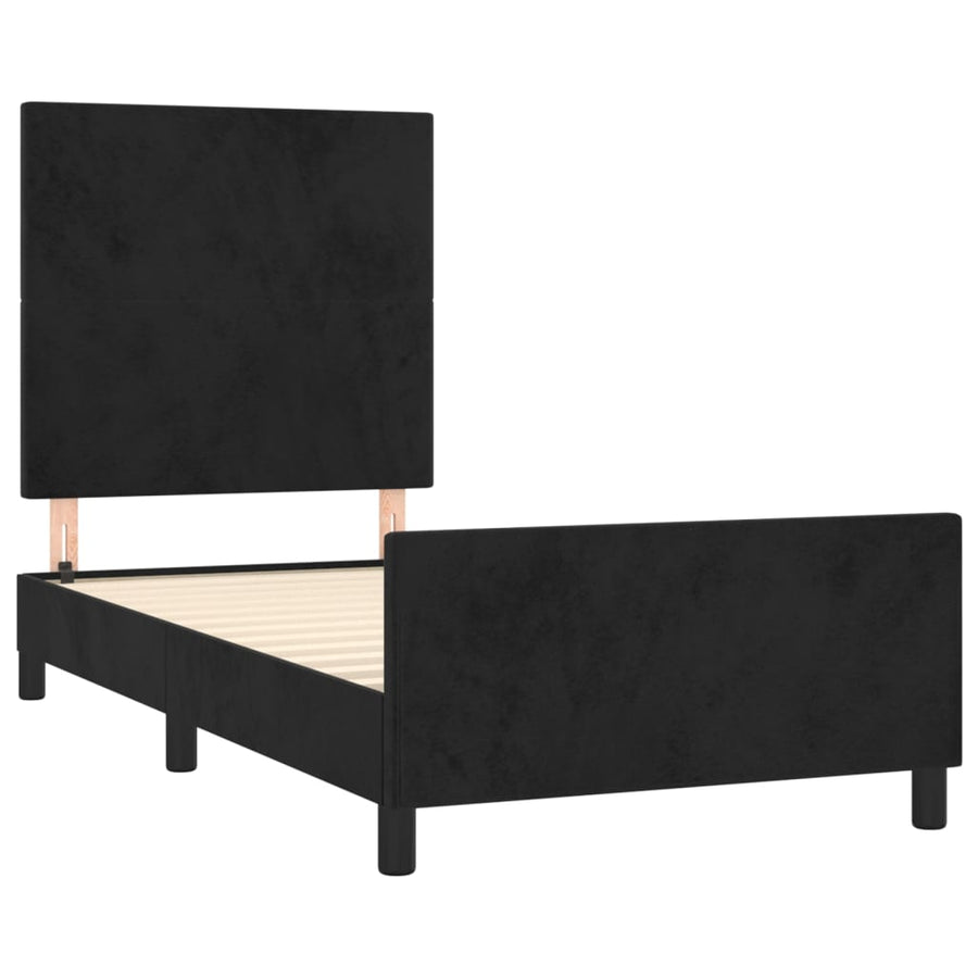 Bedframe Met Hoofdeinde Fluweel Zwart 80 x 200 cm Effen ontwerp