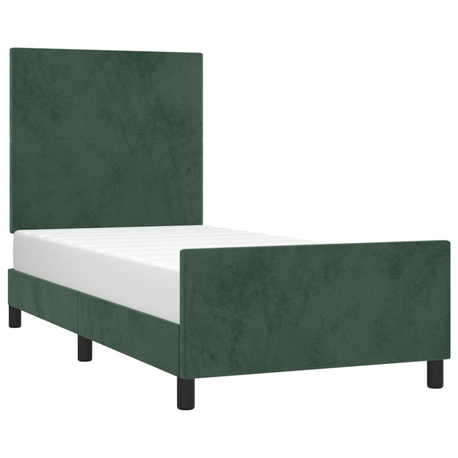 Bedframe Met Hoofdeinde Fluweel Donkergroen 80 x 200 cm Effen ontwerp