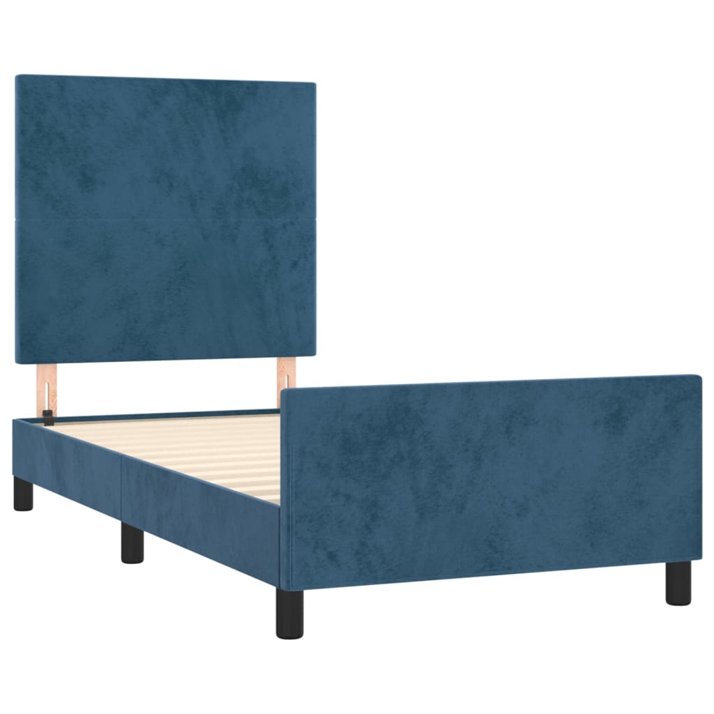Bedframe Met Hoofdeinde Fluweel Donkerblauw 80 x 200 cm Effen ontwerp