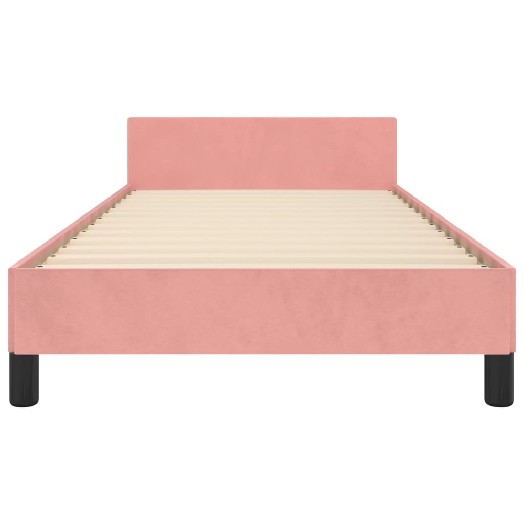 Bedframe Met Hoofdeinde Fluweel Roze 80 x 200 cm Effen ontwerp