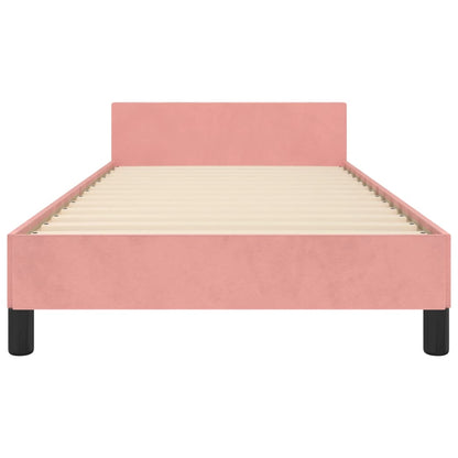 Bedframe Met Hoofdeinde Fluweel Roze 80 x 200 cm Effen ontwerp