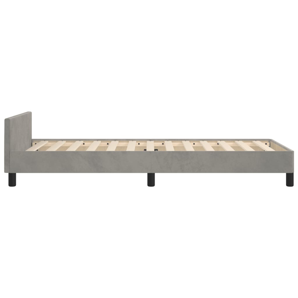 Bedframe Met Hoofdeinde Fluweel Lichtgrijs 90 x 190 cm Effen ontwerp