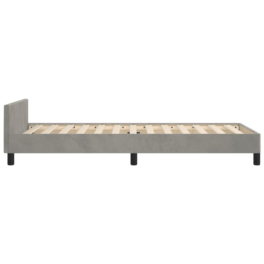 Bedframe Met Hoofdeinde Fluweel Lichtgrijs 90 x 190 cm Effen ontwerp