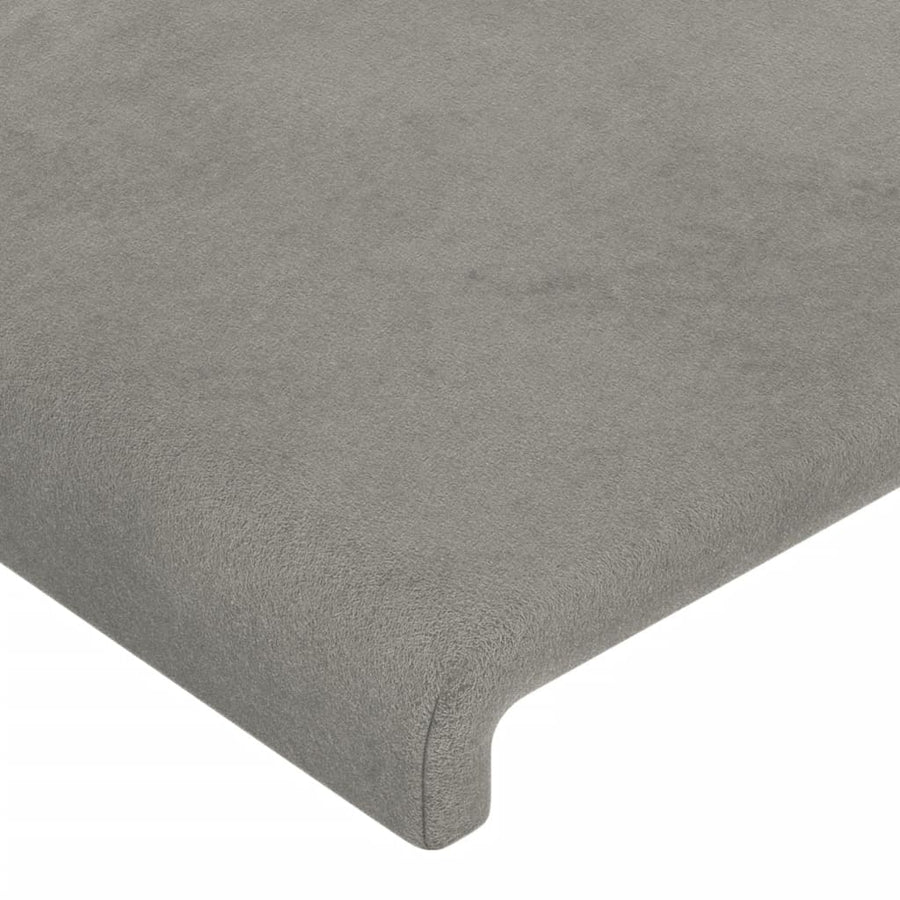 Bedframe Met Hoofdeinde Fluweel Lichtgrijs 90 x 190 cm Effen ontwerp