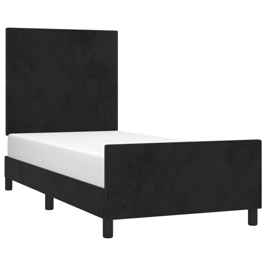 Bedframe Met Hoofdeinde Fluweel Zwart 90 x 190 cm Effen ontwerp