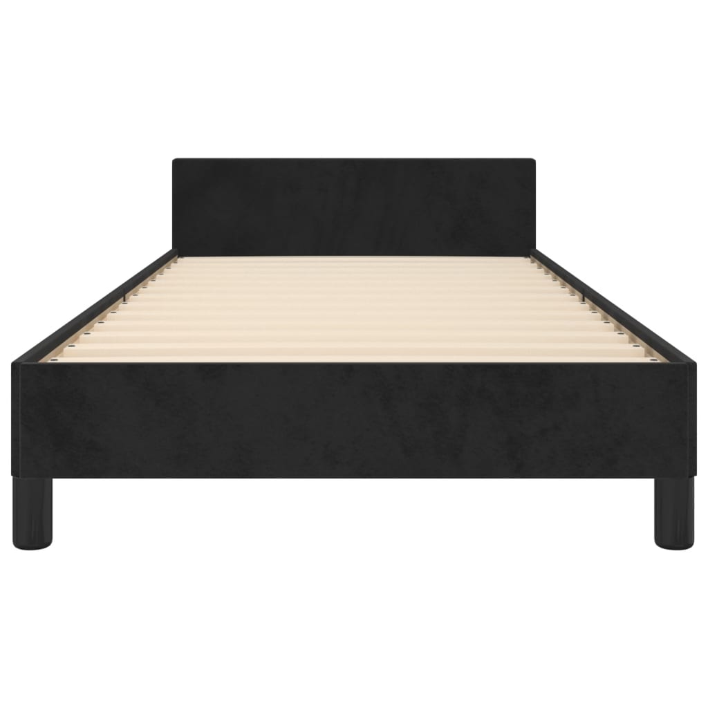 Bedframe Met Hoofdeinde Fluweel Zwart 90 x 190 cm Effen ontwerp