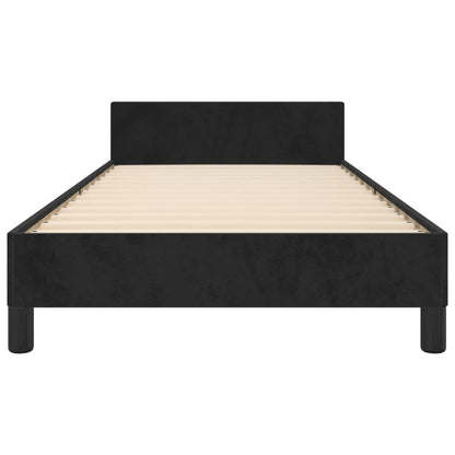 Bedframe Met Hoofdeinde Fluweel Zwart 90 x 190 cm Effen ontwerp