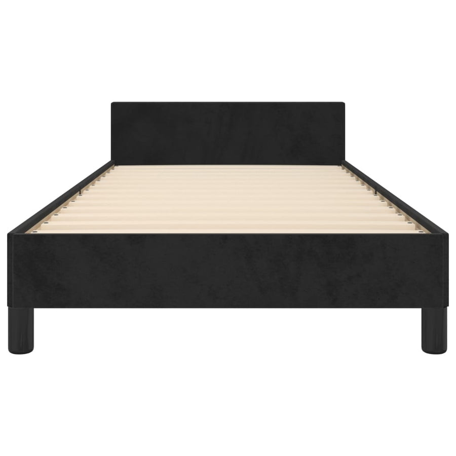 Bedframe Met Hoofdeinde Fluweel Zwart 90 x 190 cm Effen ontwerp