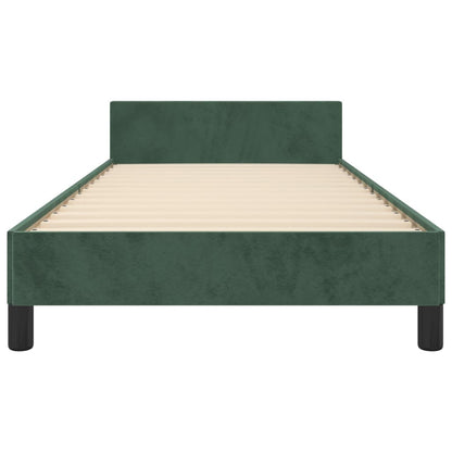 Bedframe Met Hoofdeinde Fluweel Donkergroen 90X190 Cm 90 x 190 cm Effen ontwerp
