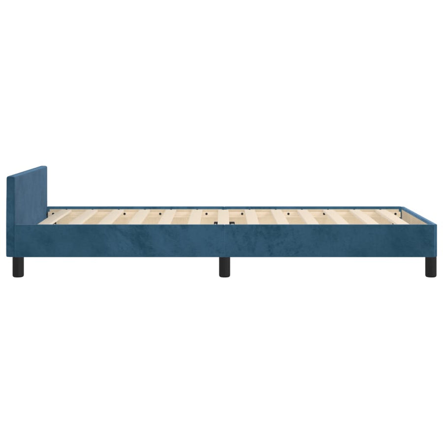 Bedframe Met Hoofdeinde Fluweel Donkerblauw 90X190 Cm Donkerblauw 90 x 190 cm Effen ontwerp