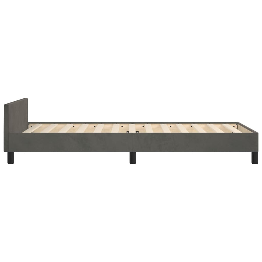 Bedframe Met Hoofdeinde Fluweel Donkergrijs 90 x 200 cm Effen ontwerp
