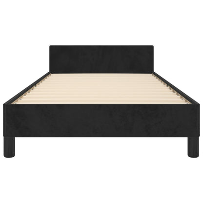 Bedframe Met Hoofdeinde Fluweel Zwart 90 x 200 cm Effen ontwerp