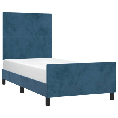 Bedframe Met Hoofdeinde Fluweel Donkerblauw 90X200 Cm Donkerblauw 90 x 200 cm Effen ontwerp