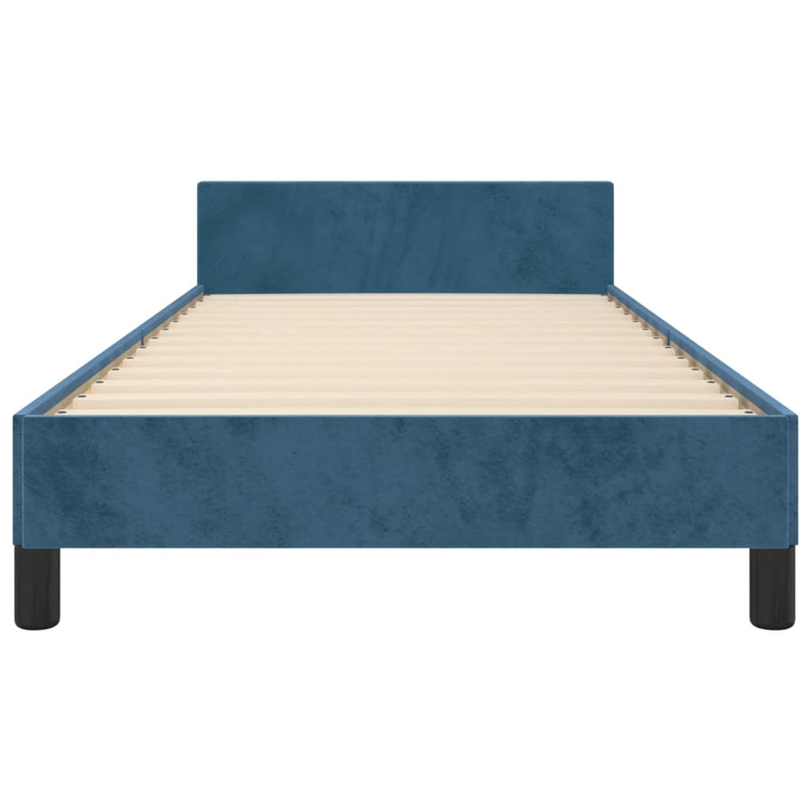Bedframe Met Hoofdeinde Fluweel Donkerblauw 90X200 Cm Donkerblauw 90 x 200 cm Effen ontwerp