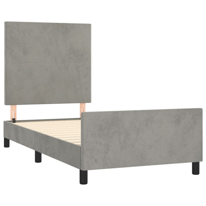 Bedframe Met Hoofdeinde Fluweel Lichtgrijs 100 x 200 cm Effen ontwerp