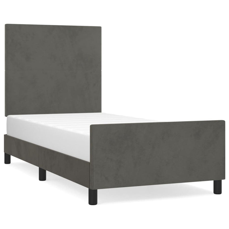 Bedframe Met Hoofdeinde Fluweel Donkergrijs 100 x 200 cm Effen ontwerp