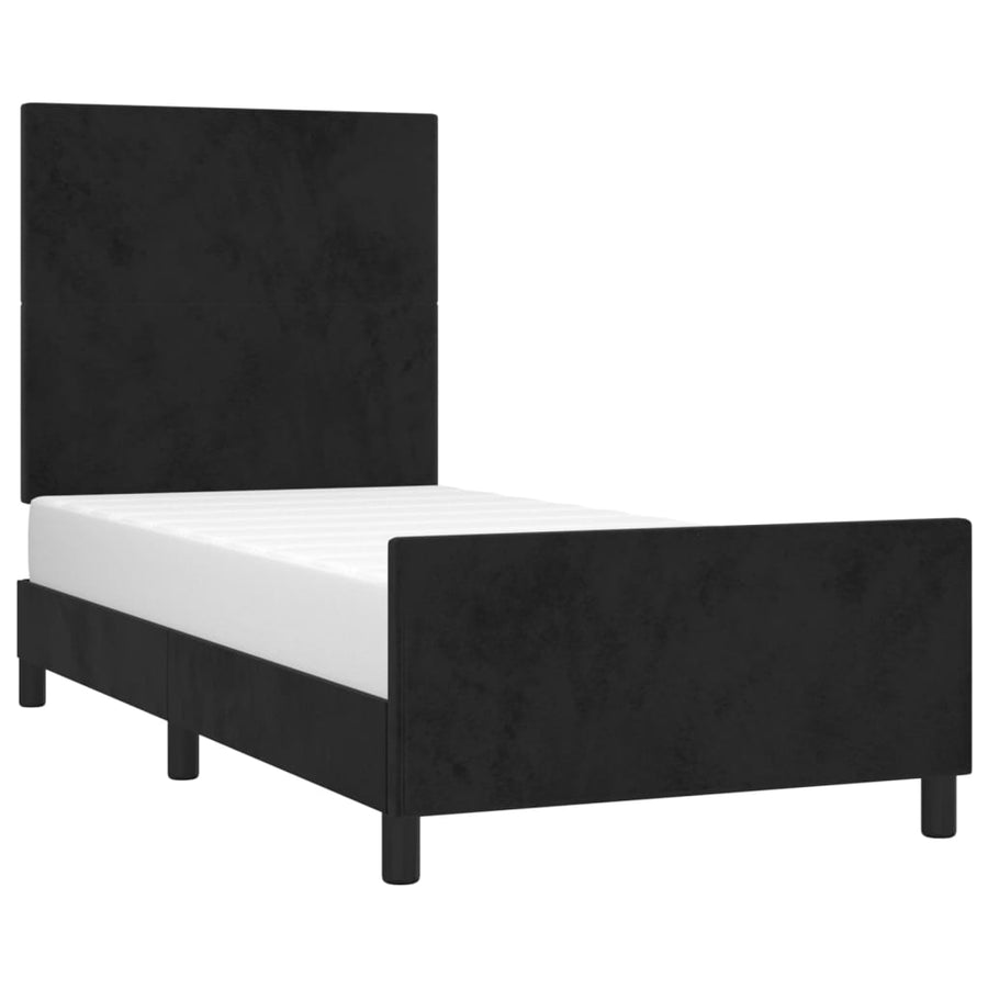 Bedframe Met Hoofdeinde Fluweel Zwart 100 x 200 cm Effen ontwerp