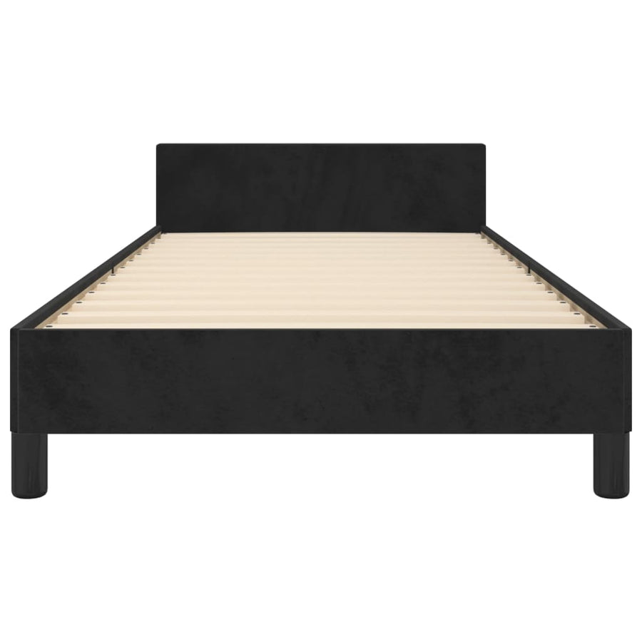 Bedframe Met Hoofdeinde Fluweel Zwart 100 x 200 cm Effen ontwerp