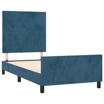 Bedframe Met Hoofdeinde Fluweel Donkerblauw 100 x 200 cm Effen ontwerp