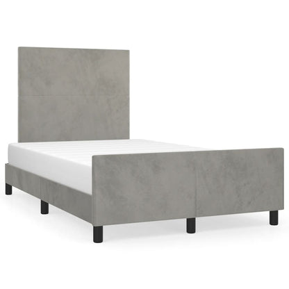 Bedframe Met Hoofdeinde Fluweel Lichtgrijs 120 x 200 cm Effen ontwerp
