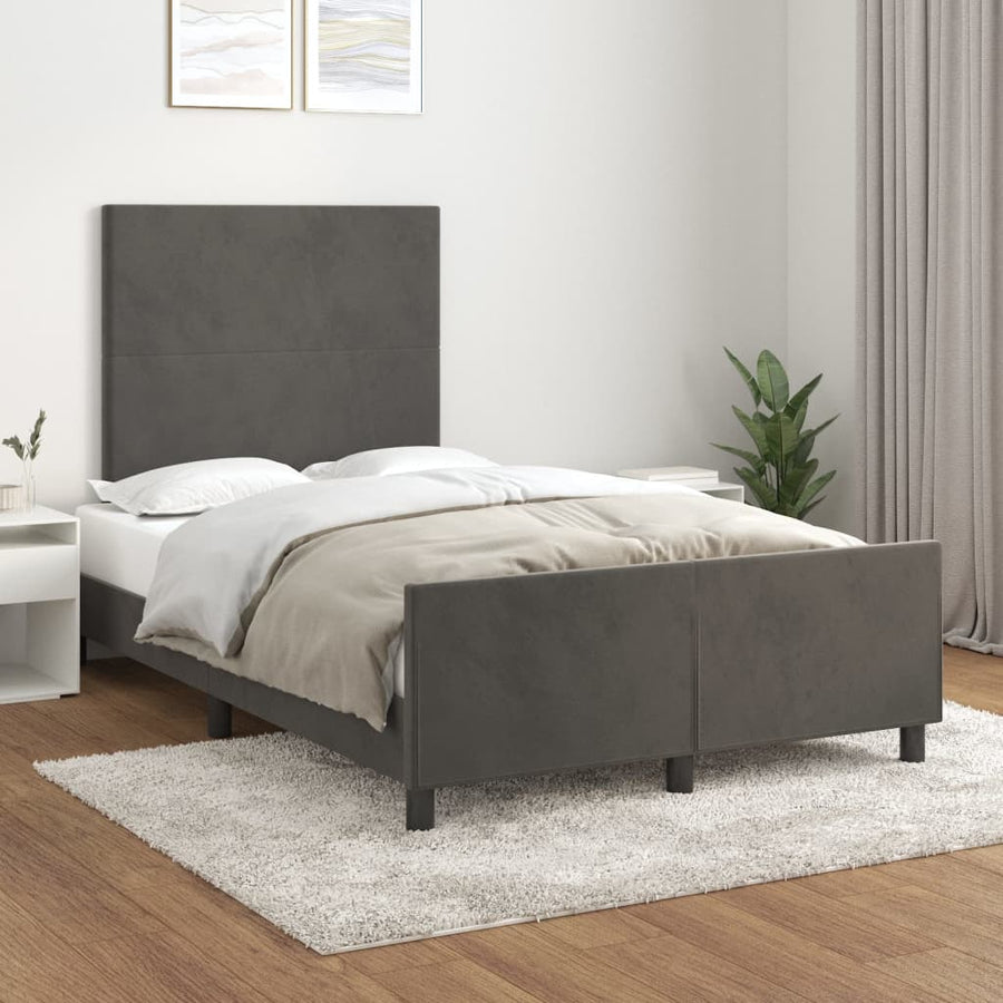Bedframe Met Hoofdeinde Fluweel Donkergrijs 120 x 200 cm Effen ontwerp