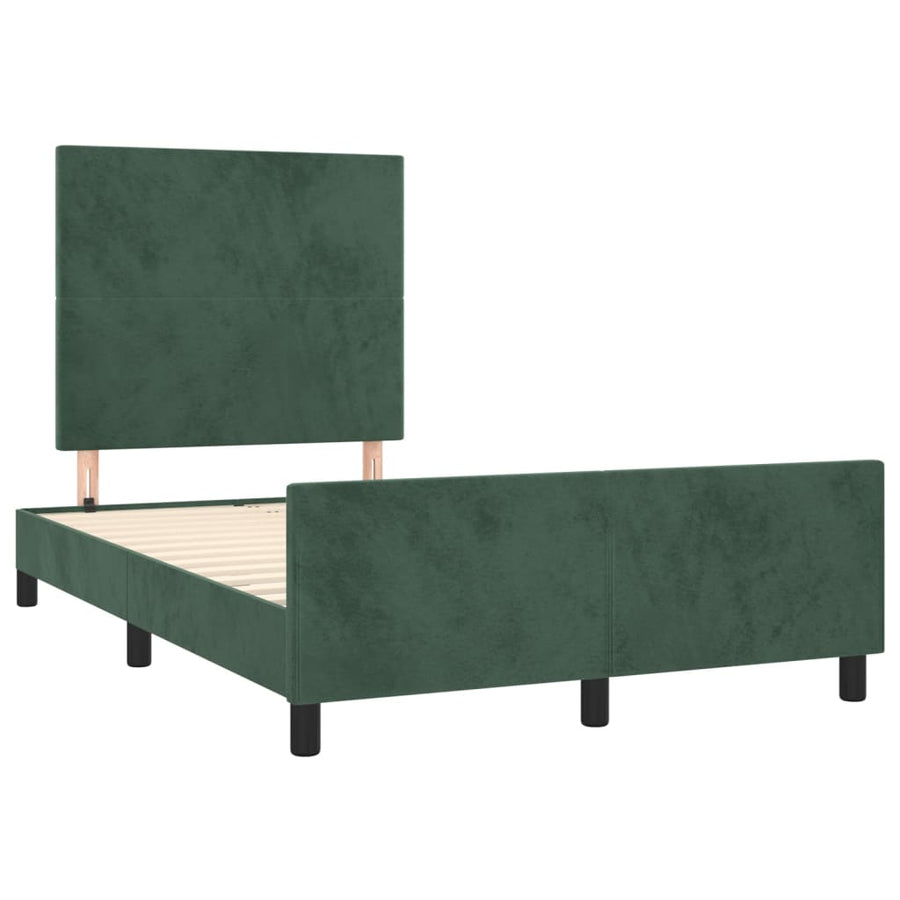 Bedframe Met Hoofdeinde Fluweel Donkergroen 120 x 200 cm Effen ontwerp