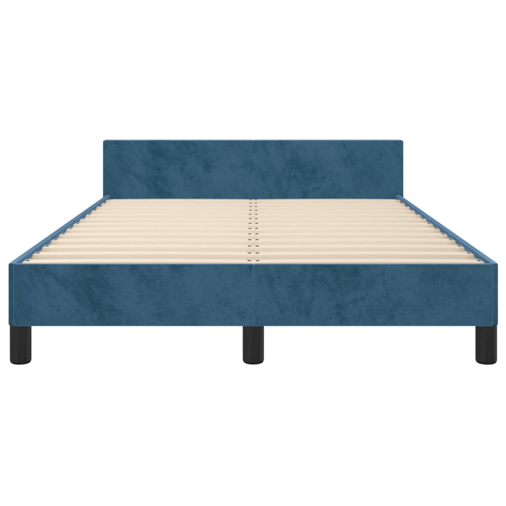 Bedframe Met Hoofdeinde Fluweel Donkerblauw 120 x 200 cm Effen ontwerp