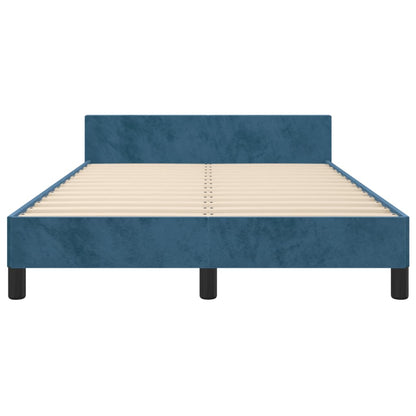 Bedframe Met Hoofdeinde Fluweel Donkerblauw 120 x 200 cm Effen ontwerp