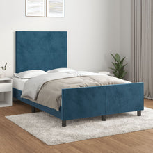 Bedframe Met Hoofdeinde Fluweel Donkerblauw 120 x 200 cm Effen ontwerp