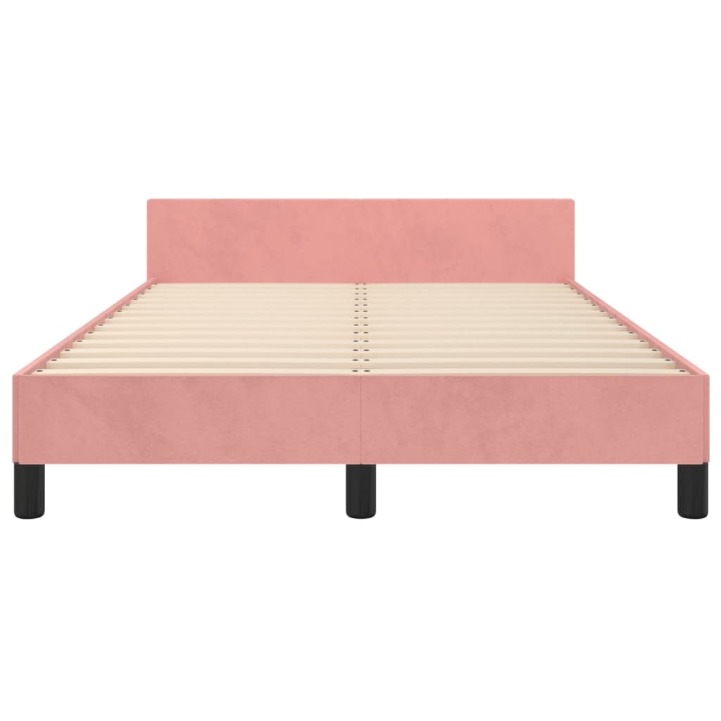 Bedframe Met Hoofdeinde Fluweel Roze 120 x 200 cm Effen ontwerp