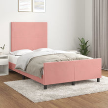 Bedframe Met Hoofdeinde Fluweel Roze 120 x 200 cm Effen ontwerp