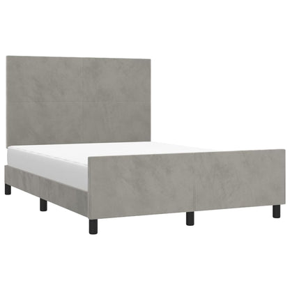 Bedframe Met Hoofdeinde Fluweel Lichtgrijs 140 x 190 cm Effen ontwerp