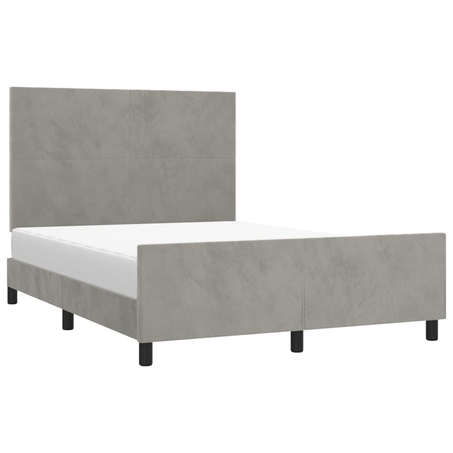 Bedframe Met Hoofdeinde Fluweel Lichtgrijs 140 x 190 cm Effen ontwerp
