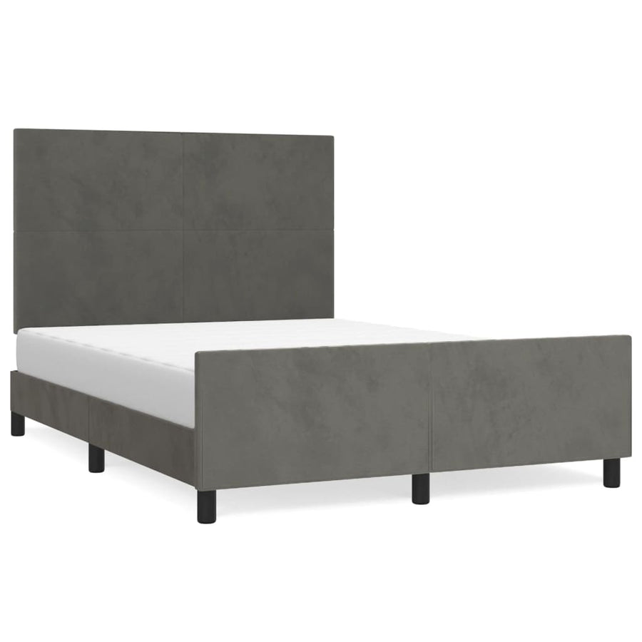 Bedframe Met Hoofdeinde Fluweel Donkergrijs 140 x 190 cm Effen ontwerp