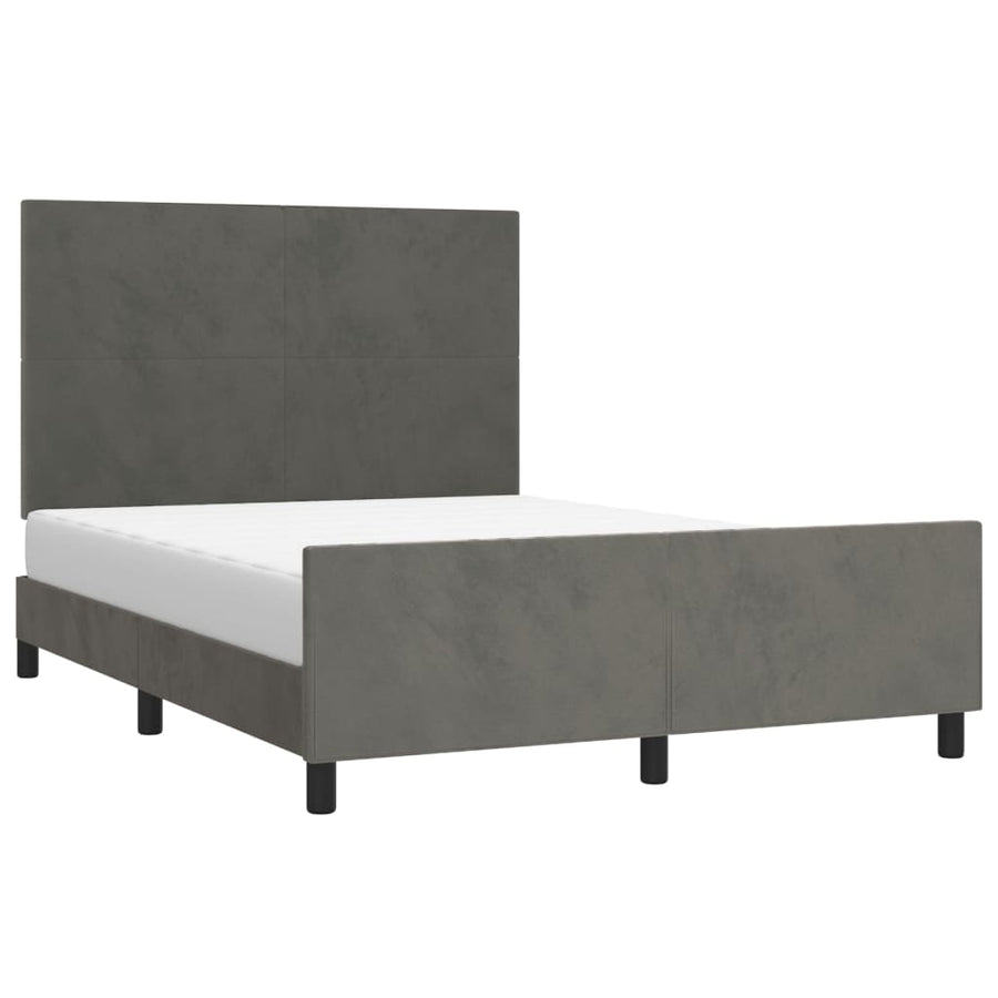Bedframe Met Hoofdeinde Fluweel Donkergrijs 140 x 190 cm Effen ontwerp