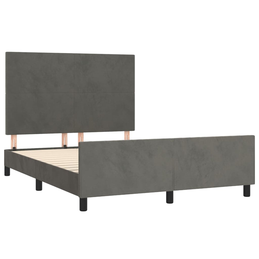 Bedframe Met Hoofdeinde Fluweel Donkergrijs 140 x 190 cm Effen ontwerp