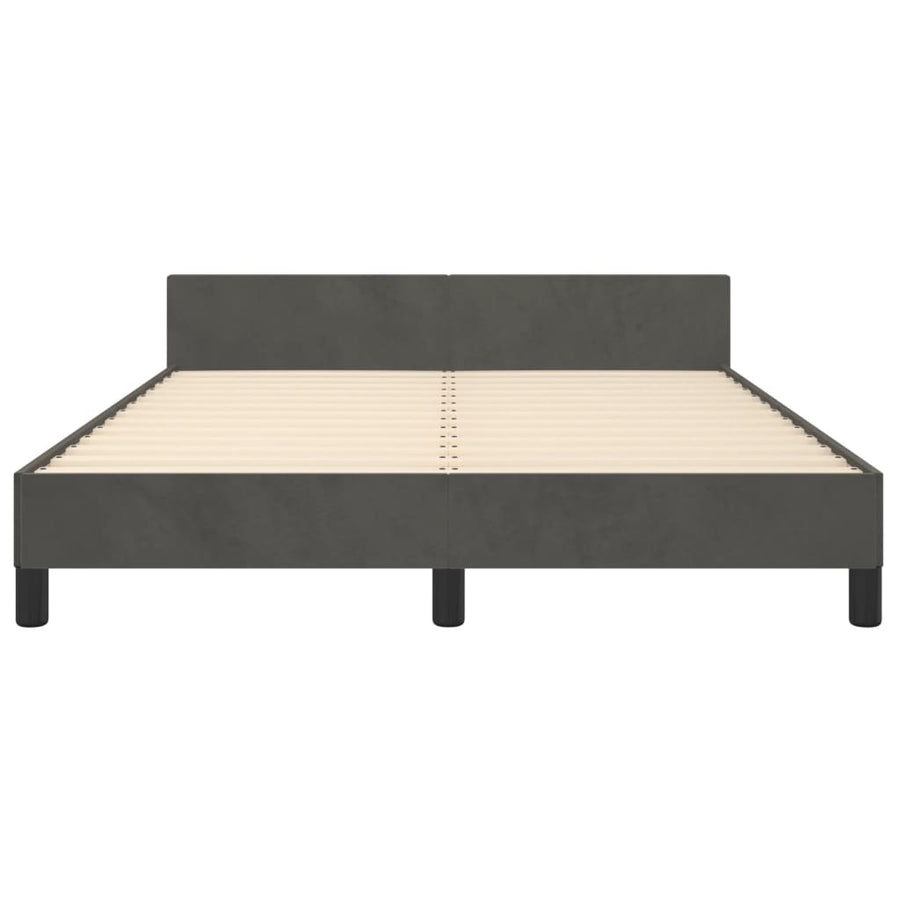 Bedframe Met Hoofdeinde Fluweel Donkergrijs 140 x 190 cm Effen ontwerp