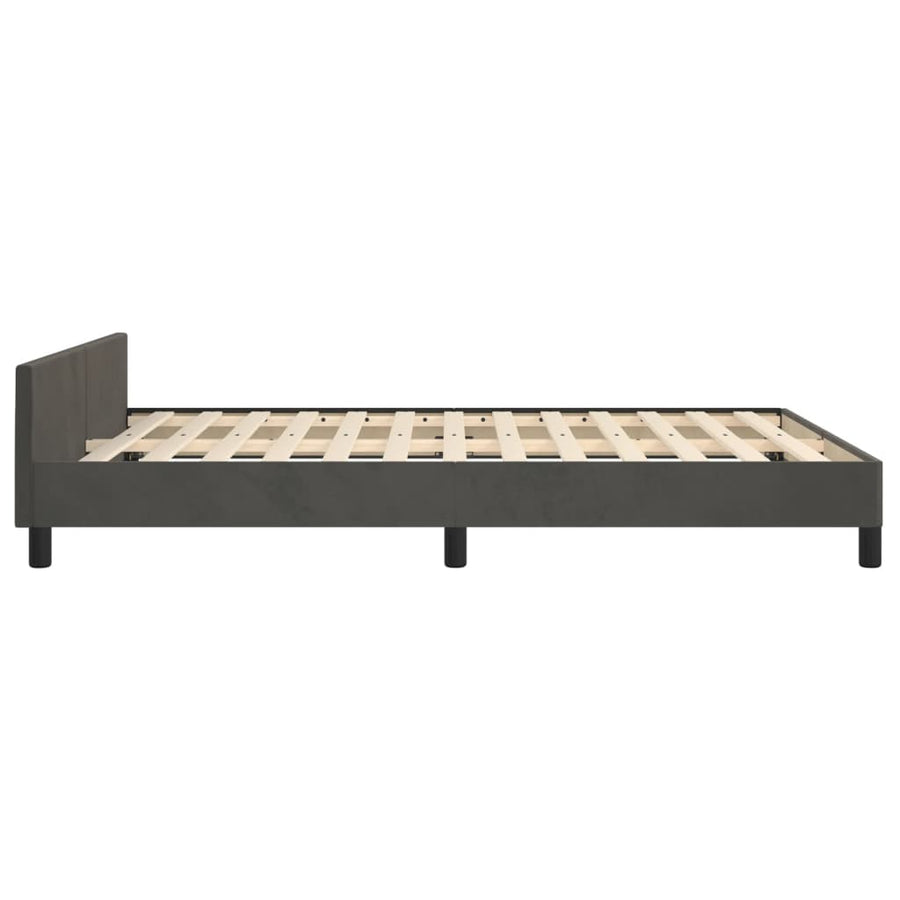 Bedframe Met Hoofdeinde Fluweel Donkergrijs 140 x 190 cm Effen ontwerp
