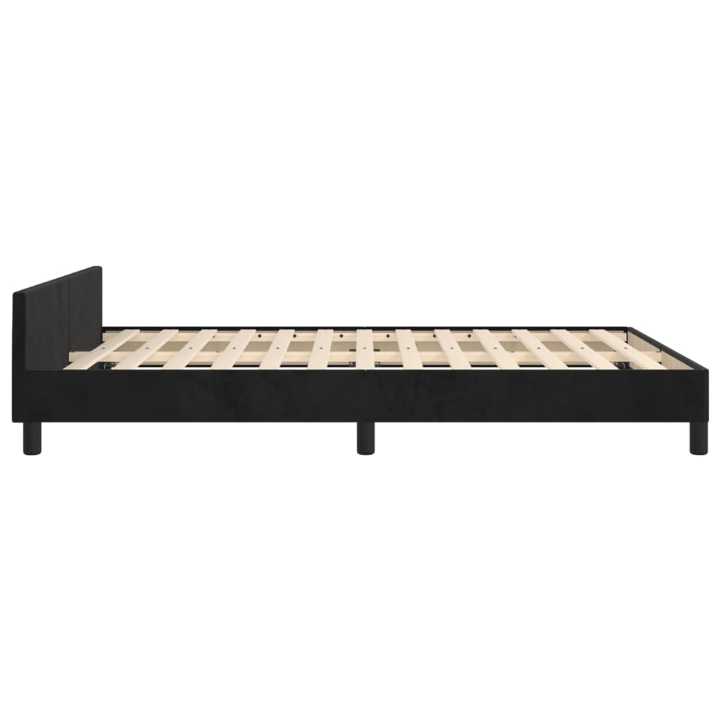 Bedframe Met Hoofdeinde Fluweel Zwart 140 x 190 cm Effen ontwerp