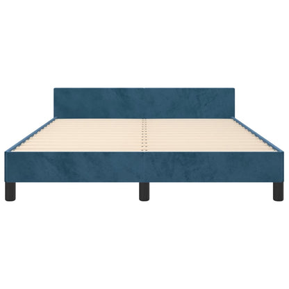 Bedframe Met Hoofdeinde Fluweel Donkerblauw 140 x 190 cm Effen ontwerp