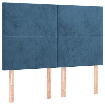 Bedframe Met Hoofdeinde Fluweel Donkerblauw 140 x 190 cm Effen ontwerp
