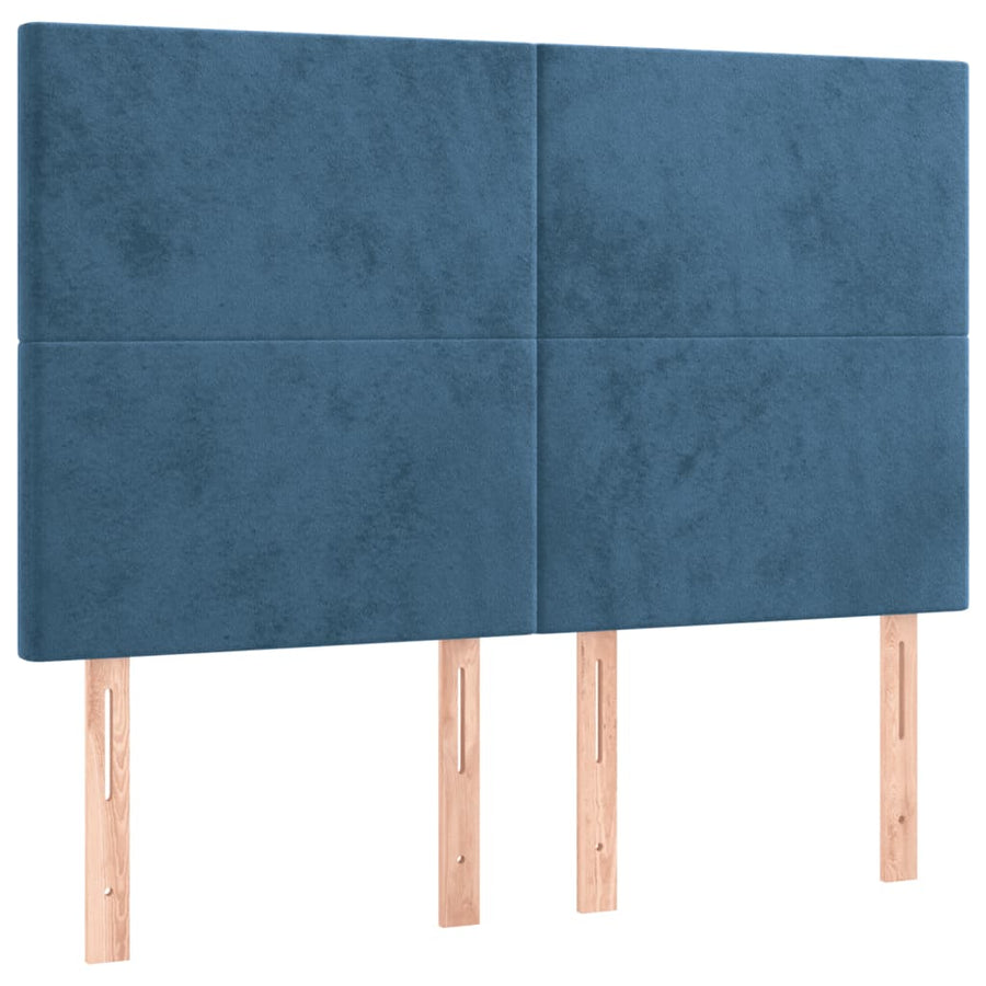 Bedframe Met Hoofdeinde Fluweel Donkerblauw 140 x 190 cm Effen ontwerp