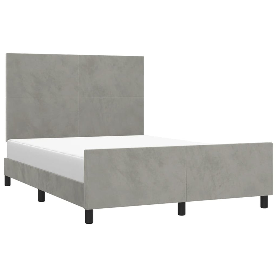 Bedframe Met Hoofdeinde Fluweel Lichtgrijs 140 x 200 cm Effen ontwerp