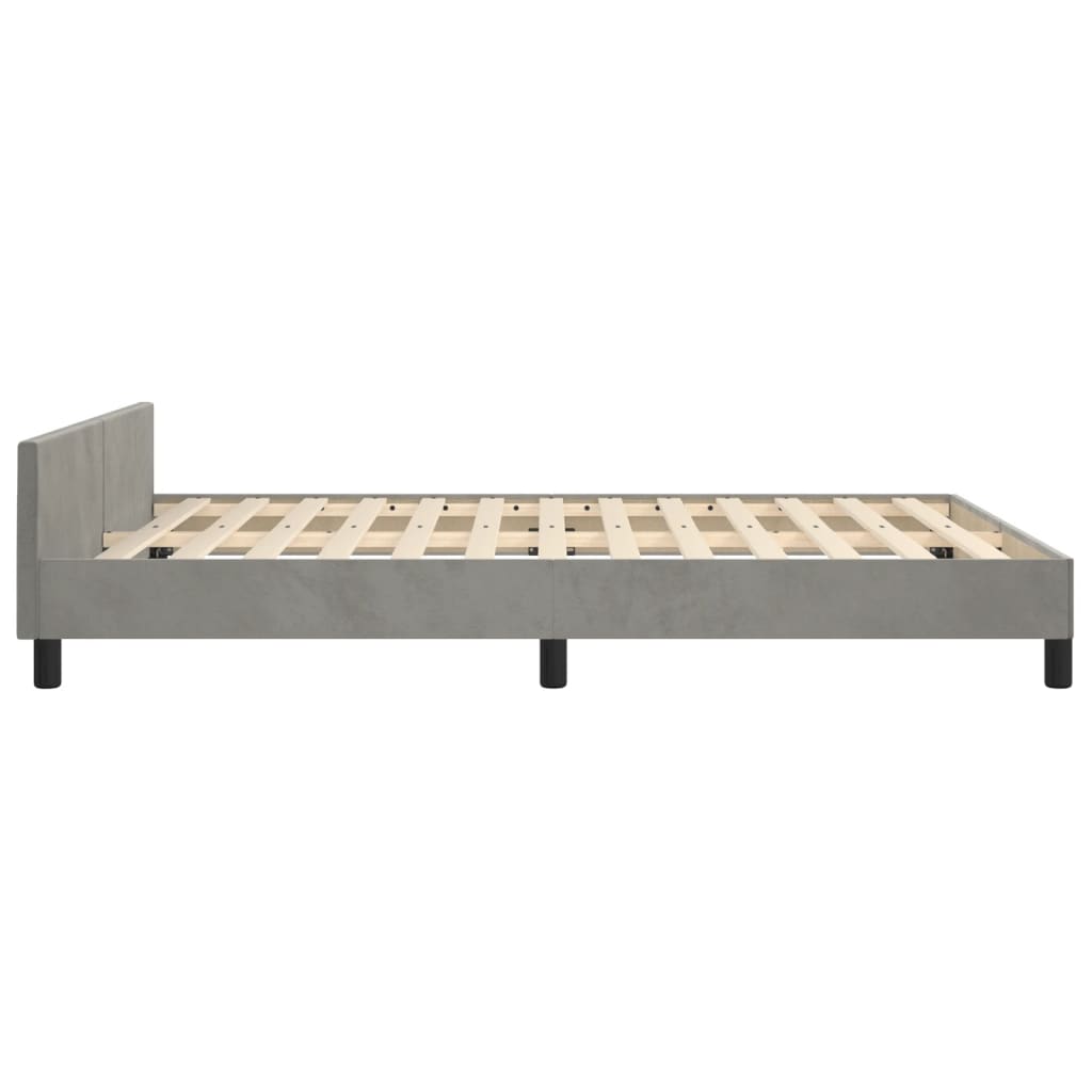 Bedframe Met Hoofdeinde Fluweel Lichtgrijs 140 x 200 cm Effen ontwerp
