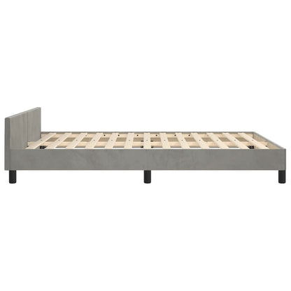 Bedframe Met Hoofdeinde Fluweel Lichtgrijs 140 x 200 cm Effen ontwerp